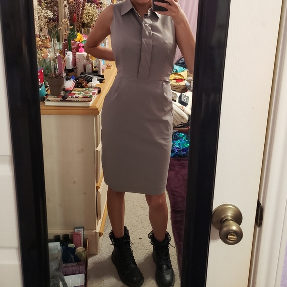 Ann Taylor Dresses & Skirts - Ann Taylor Collared Gray Sheath Dress